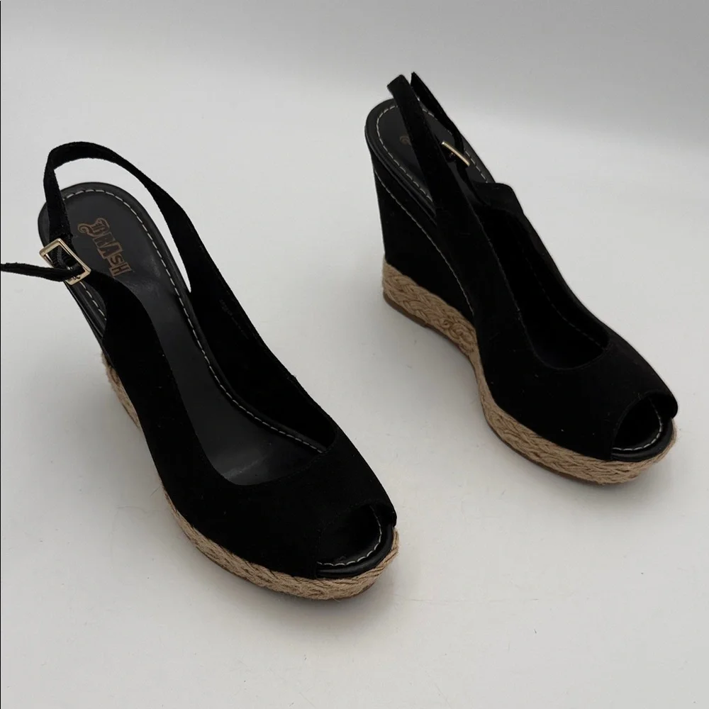 Brash Black Tan Wedge espadrilles Sandals women 12 casual vacation beach Y2K